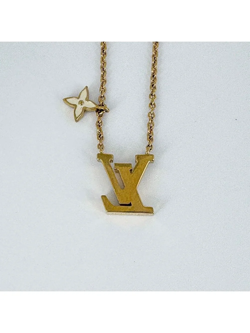 Louis Vuitton Necklace LV Iconic Enamel Logo Gold Plated White